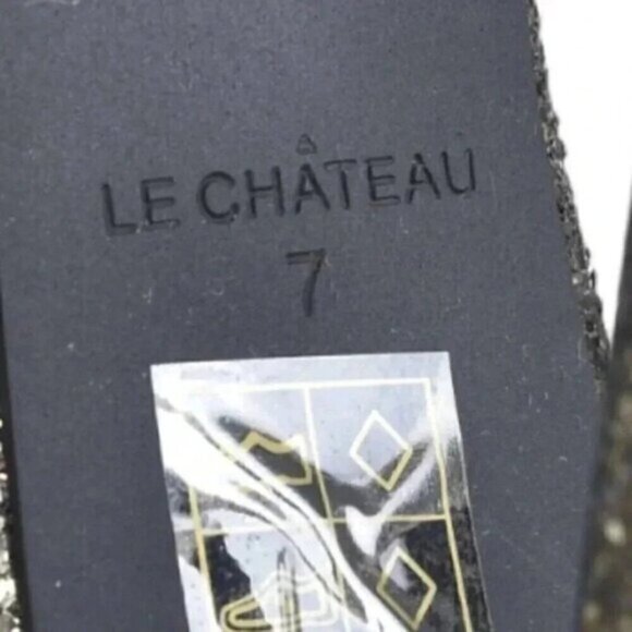 Le Chateau Gold Sequin Heels Sparkly Closed Toe Size 7 - Picture 11 of 12